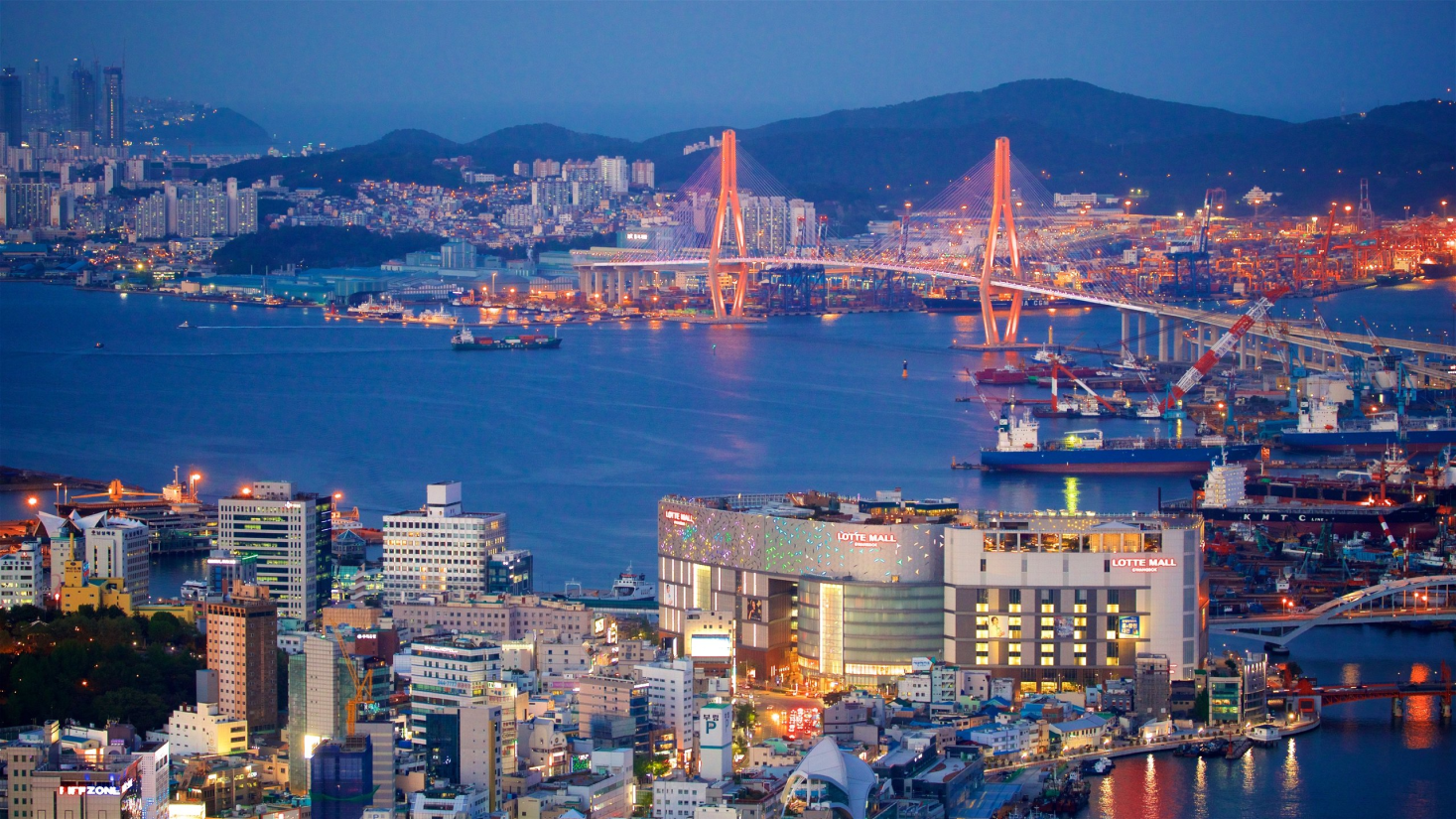 Imagem aérea da cidade de Busan, na Coreia do Sul